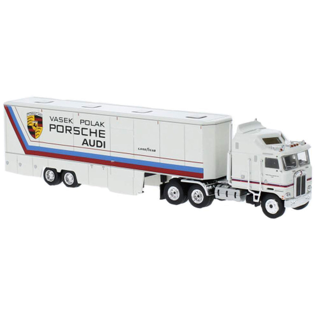 1980 Kenworth K-100 Aerodyne Racing Transporter "Porsche Audi Racing" (White)