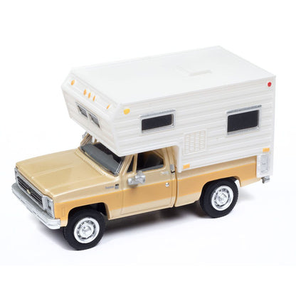 1977 Chevrolet Cheyenne C-20 Fleetside Pickup Truck w/Slide-In Camper (Neutral/Buckskin/White)