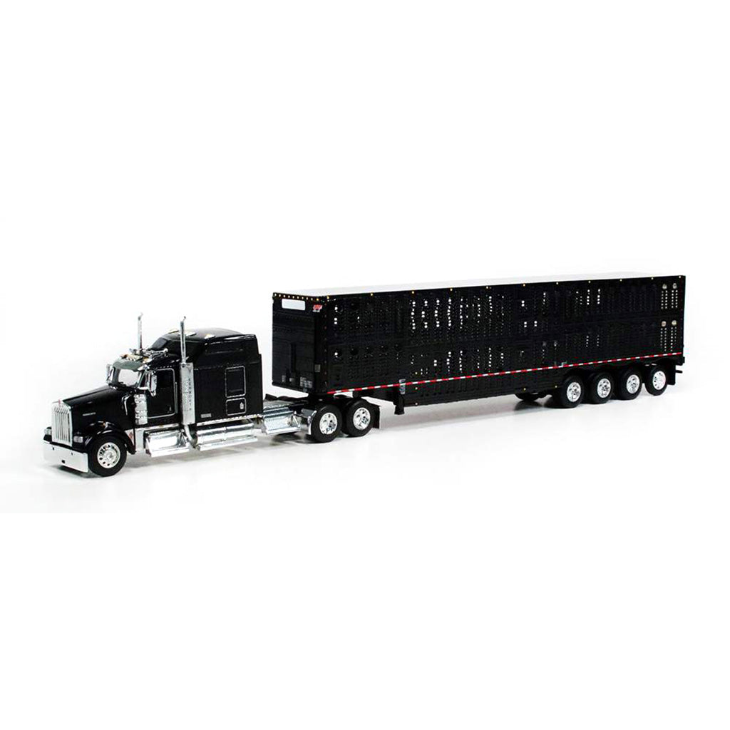 Kenworth W900L w/53' Wilson Silverstar Quad-Axle Livestock Trailer (Black)