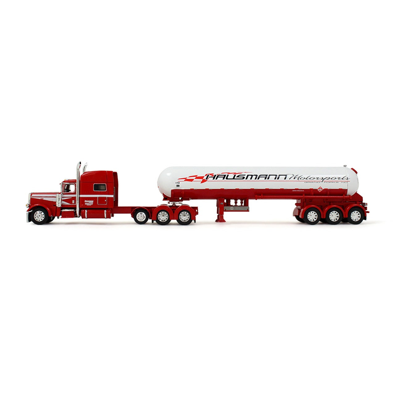 Peterbilt 389 Tri-Axle w/Mississippi Liquefied Petroleum Tri-Axle Tanker Trailer "Hausmann Motorsport" (Red/White)
