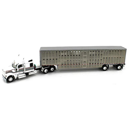 Kenworth W990 w/53' Wilson Silverstar Spread-Axle Livestock Trailer (White/Silver)