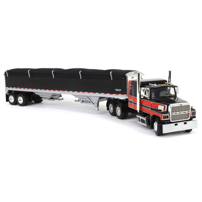 Ford LTL 9000 "Louisville" with 60" Flat Top Sleeper and Wilson 43' Pacesetter Grain Trailer (Black/Red)