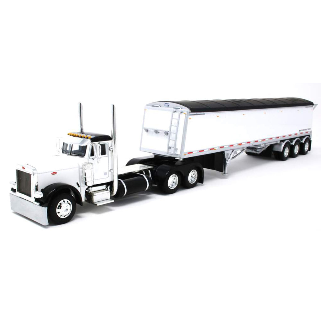 Peterbilt 379 Day Cab w/Lode King Distinction Tri-Axle Hopper Grain Trailer (White/Black)
