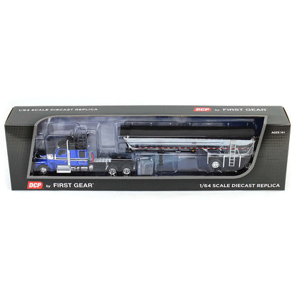 Kenworth W990 w/MAC 'Simizer Spread-Axle Round Bottom End Dump Trailer (Blue/Black)