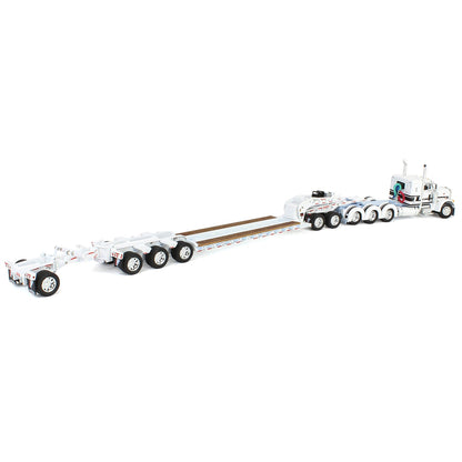 Peterbilt 379 Tri-Axle w/Fontaine Magnitude Lowboy Trailer w/Jeep & Stinger (White/Black/Baby Blue)