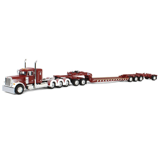 Peterbilt 379 Tri-Axle w/Fontaine Magnitude Lowboy Trailer w/Jeep & Stinger (Cherry Red/White)