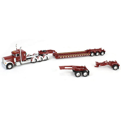 Peterbilt 379 Tri-Axle w/Fontaine Magnitude Lowboy Trailer w/Jeep & Stinger (Cherry Red/White)