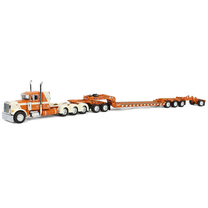 Peterbilt 379 Tri-Axle w/Fontaine Magnitude Lowboy Trailer w/Jeep & Stinger (Burnt Orange/Cream)