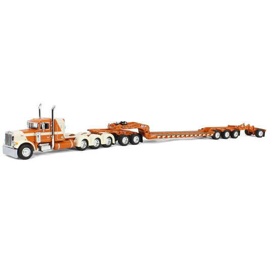 Peterbilt 379 Tri-Axle w/Fontaine Magnitude Lowboy Trailer w/Jeep & Stinger (Burnt Orange/Cream)