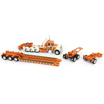 Peterbilt 379 Tri-Axle w/Fontaine Magnitude Lowboy Trailer w/Jeep & Stinger (Burnt Orange/Cream)