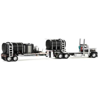 Model of a truck with a large trailer on a white background
