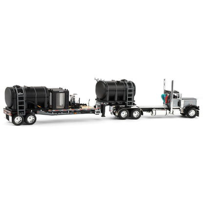 Model of a truck with a trailer on a white background