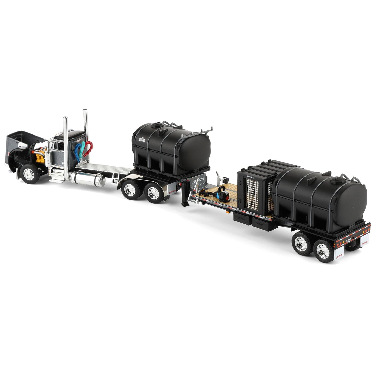 Model of a truck with a trailer on a white background