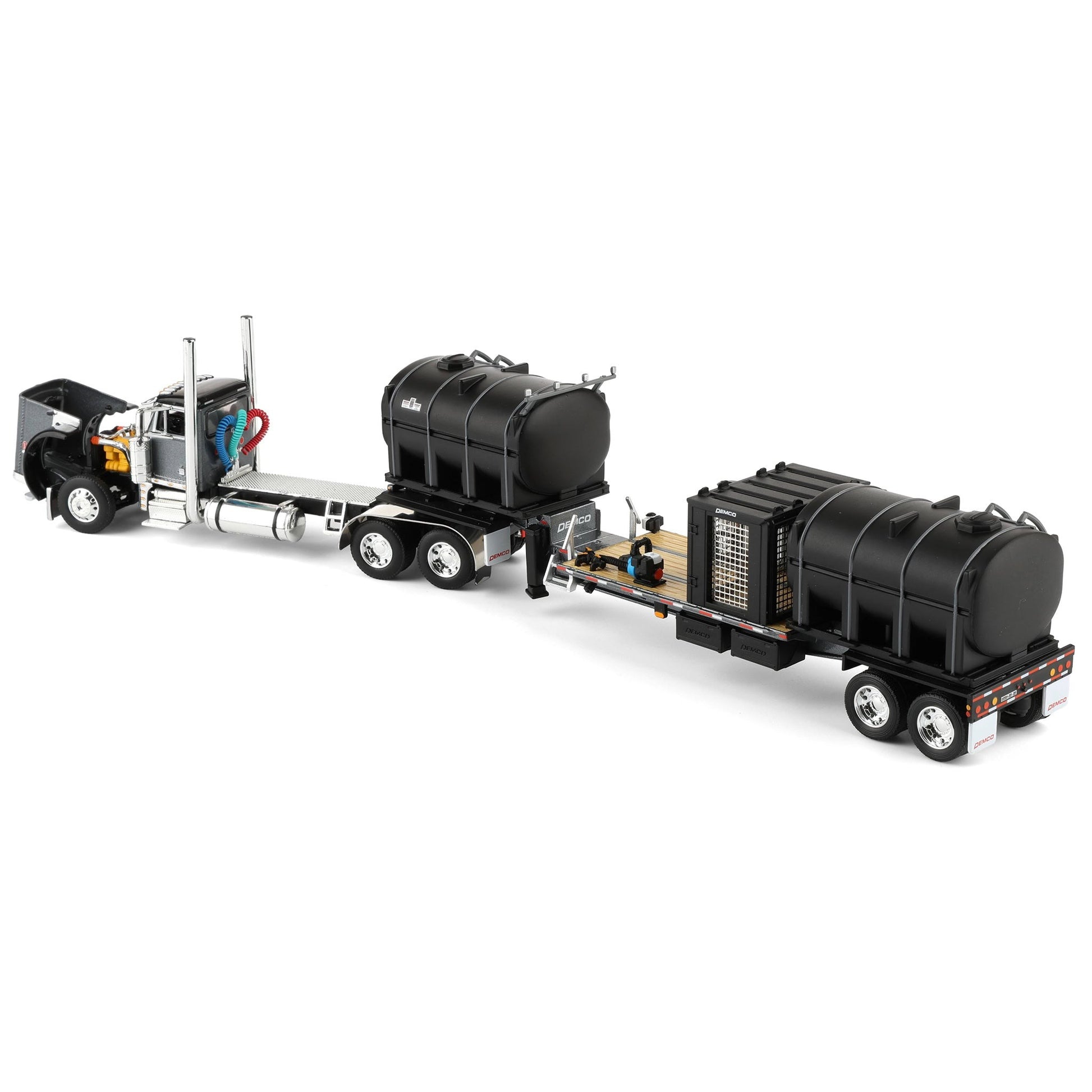 Model of a truck with a trailer on a white background