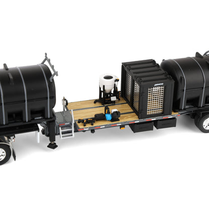 Model of a trailer with various equipment on a white background