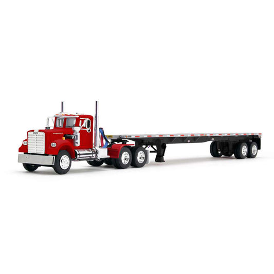 White Western Star 4900 w/48' Utility Flatbed Trailer (Viper Red)