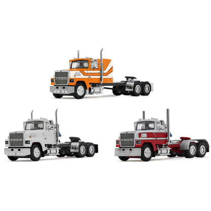 Ford LTL 9000 Truck Trio Set (White Day Cab, White/Red Sleeper Cab, White/Orange Sleeper Cab)