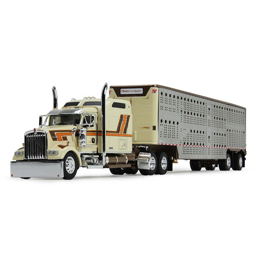 Kenworth W900L w/Wilson Silverstar 53' Livestock Trailer "Paradise Trucking - Truckin' For Tacos" (Tan/Orange/Brown)