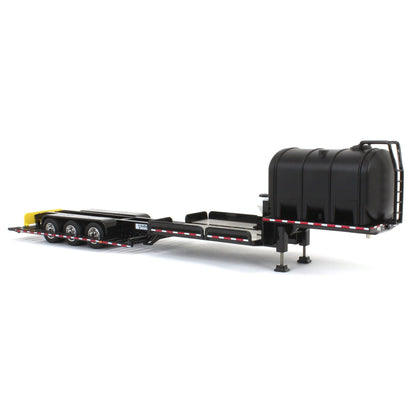 Black trailer with a large black tank on a white background