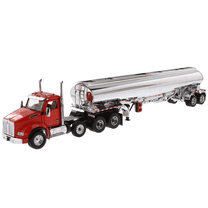 Kenworth T880S Day Cab Tractor (Red) w/45' Petroleum Trailer (Chrome Plated)