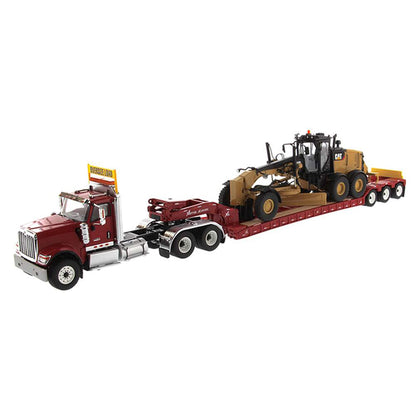 International HX520 w/XL 120 Lowboy Trailer and CAT 12M3 Motor Grader