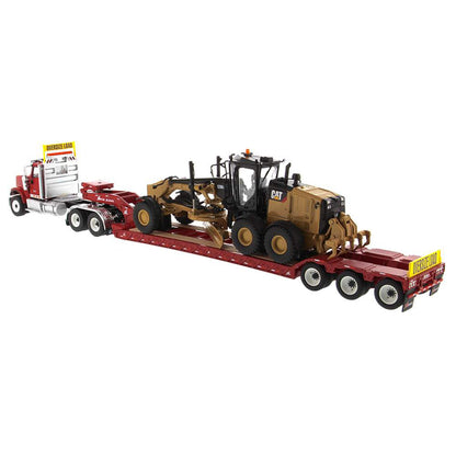 International HX520 w/XL 120 Lowboy Trailer and CAT 12M3 Motor Grader