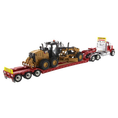 International HX520 w/XL 120 Lowboy Trailer and CAT 12M3 Motor Grader