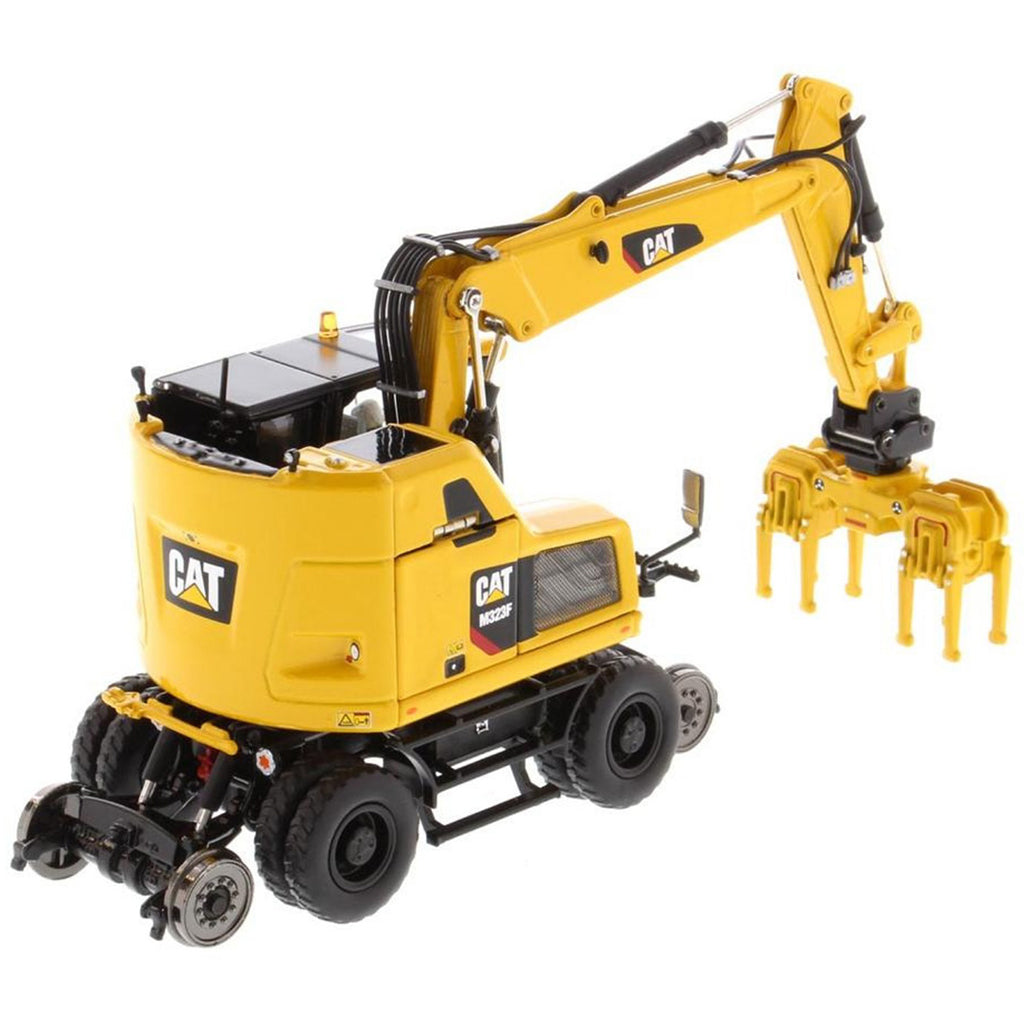 Caterpillar M323F Railroad Wheeled Excavator - Safety Yellow Version