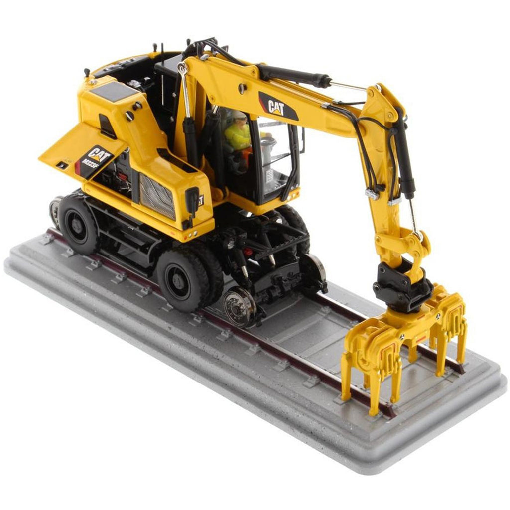 Caterpillar M323F Railroad Wheeled Excavator - Safety Yellow Version