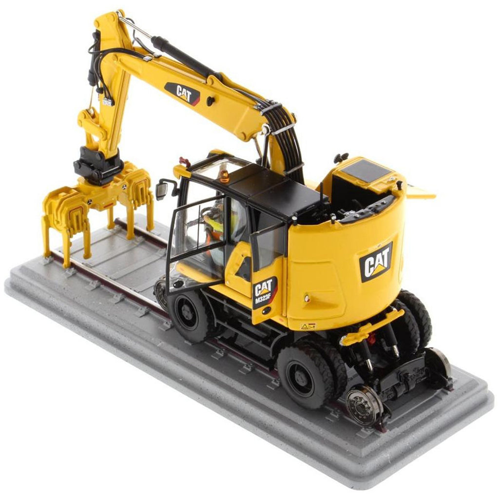 Caterpillar M323F Railroad Wheeled Excavator - Safety Yellow Version