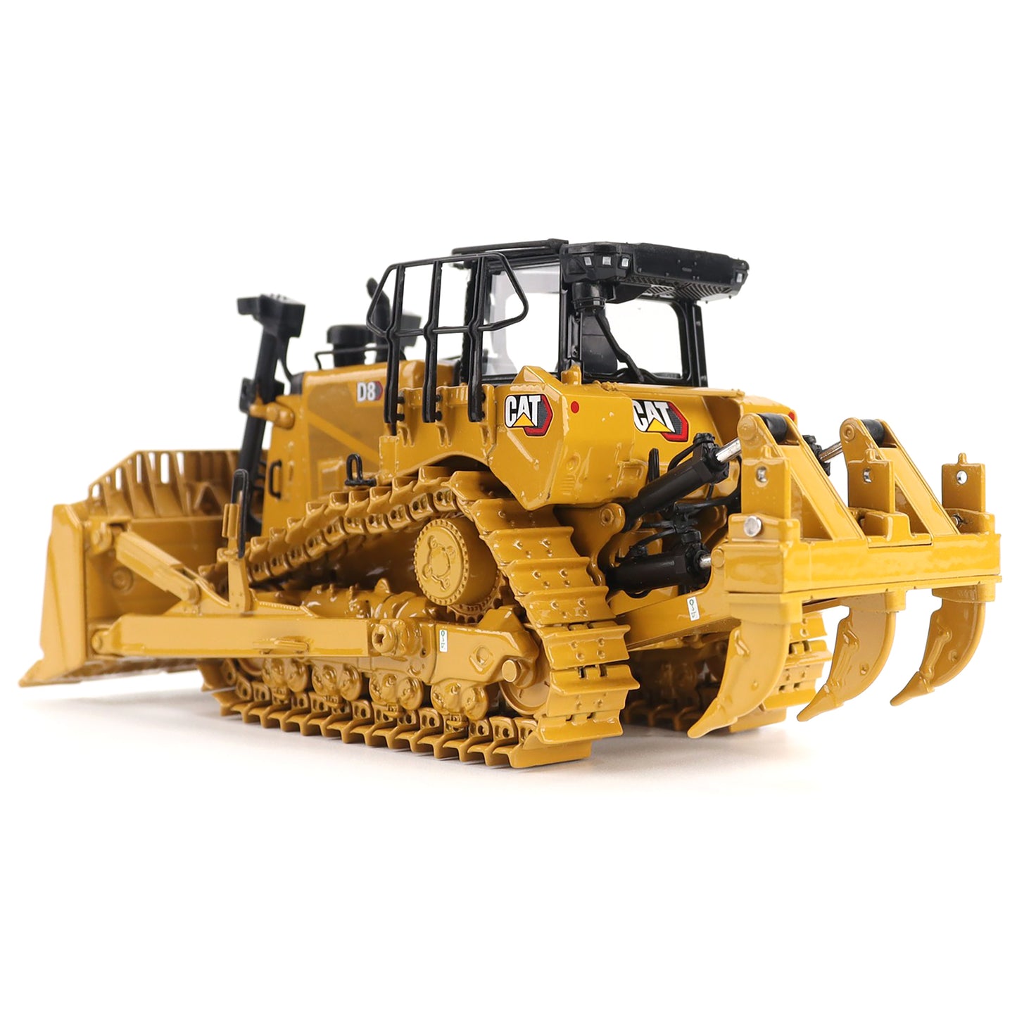 Model of a Caterpillar bulldozer on a white background