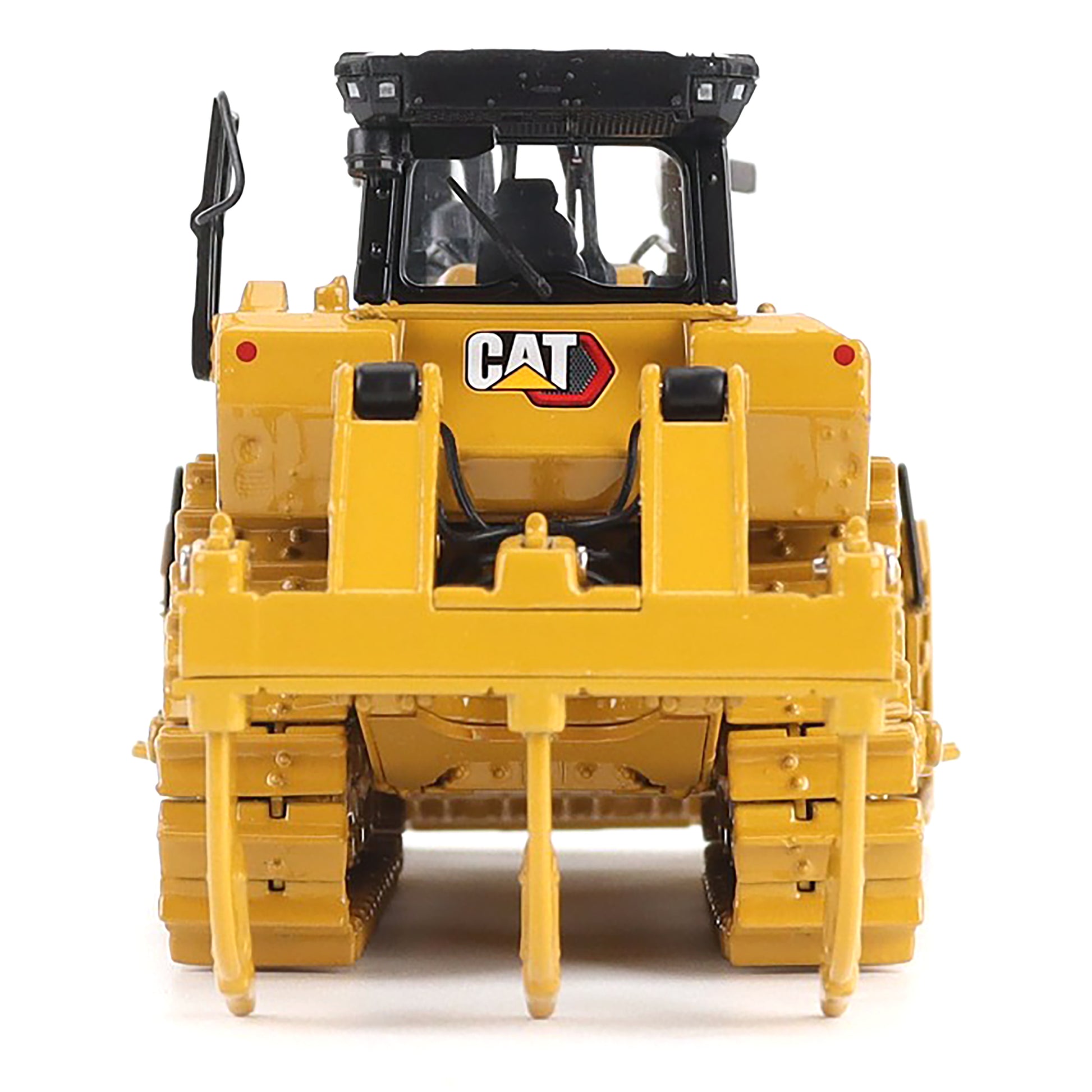 Yellow Caterpillar bulldozer model on a white background