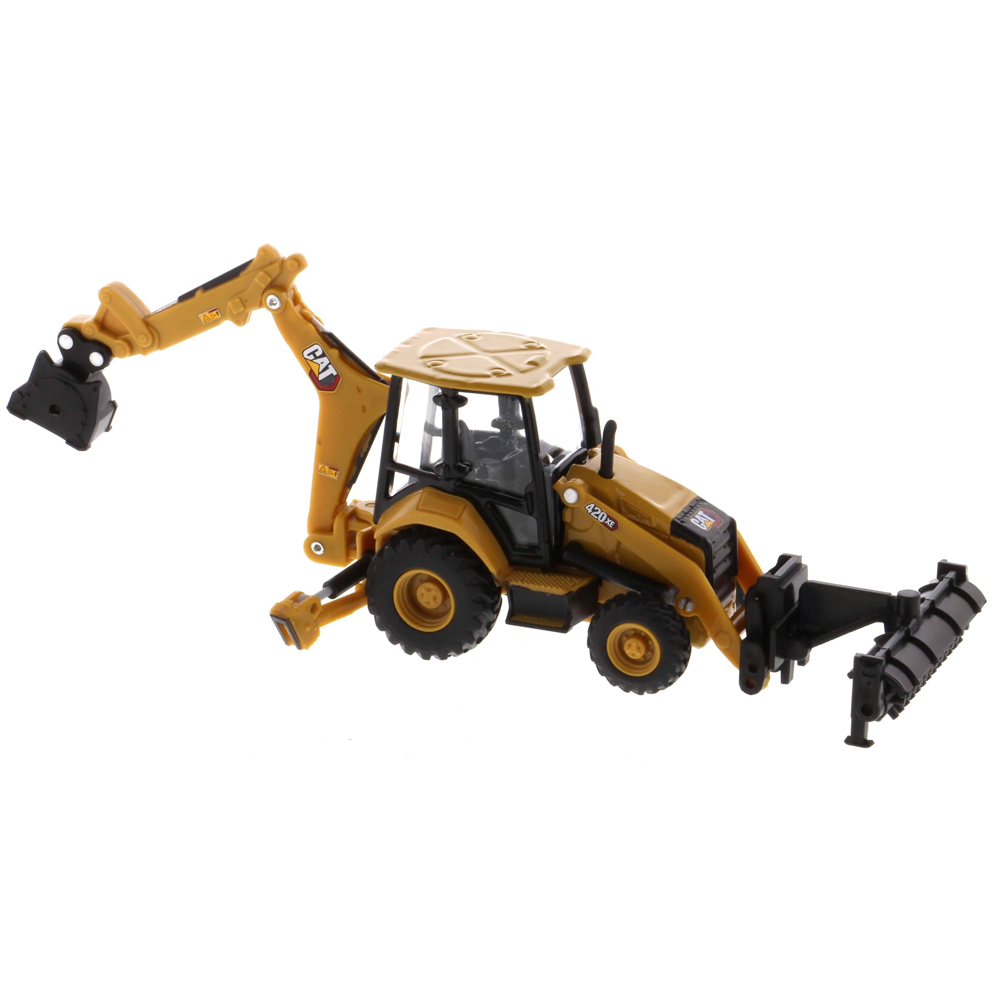 Toy backhoe loader on a white background