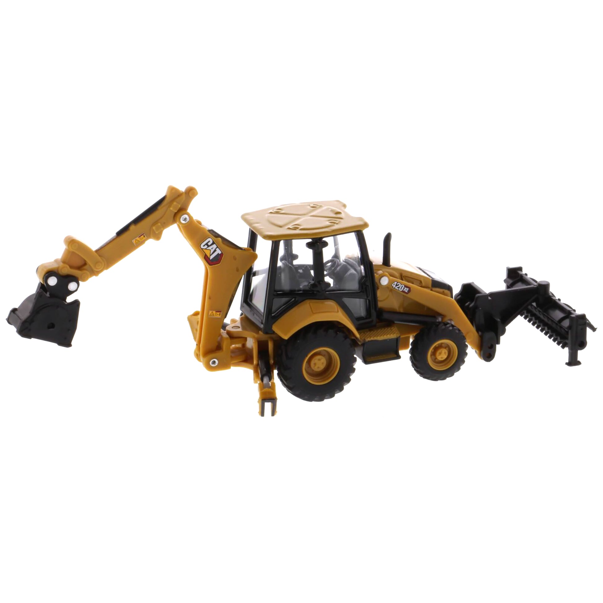 Toy backhoe loader on a white background