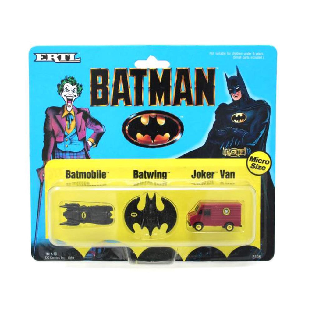 1989 Batman Micro Size Set of 3 - Batmobile, Batwing, & Joker Van