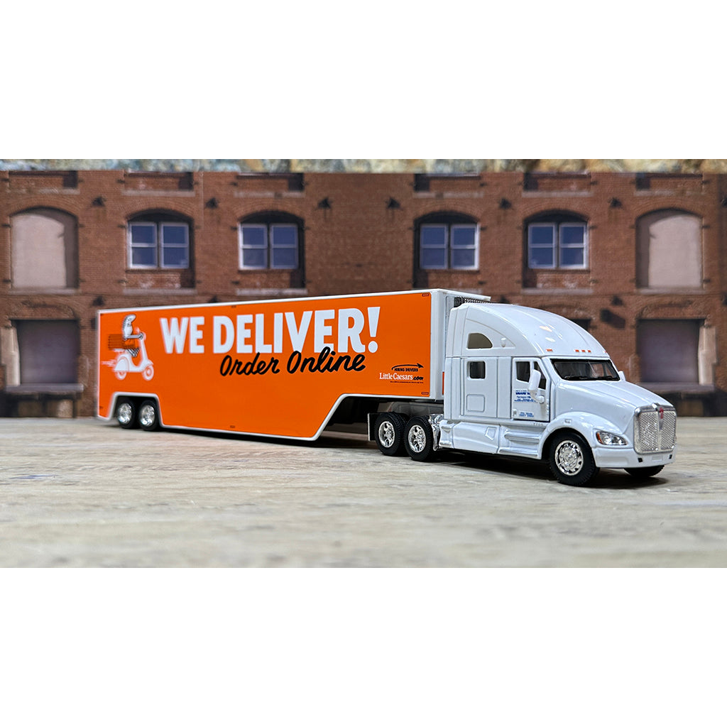 Kenworth T700 w/Moving Van Trailer "Blue Line Distribution - Little Caesars Pizza - We Deliver - Order Online"