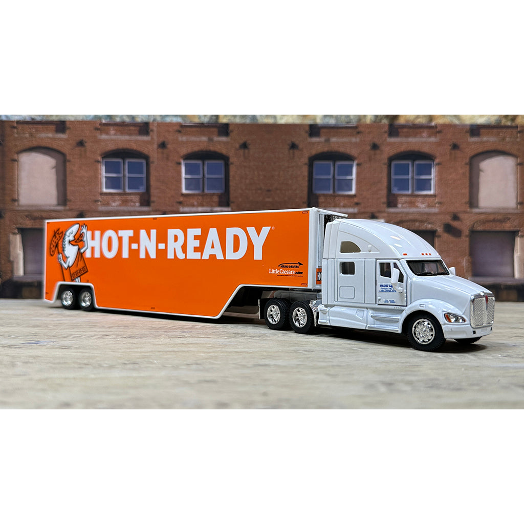Kenworth T700 w/Moving Van Trailer "Blue Line Distribution - Little Caesars Pizza - Hot-N-Ready - We Deliver - Order Online"