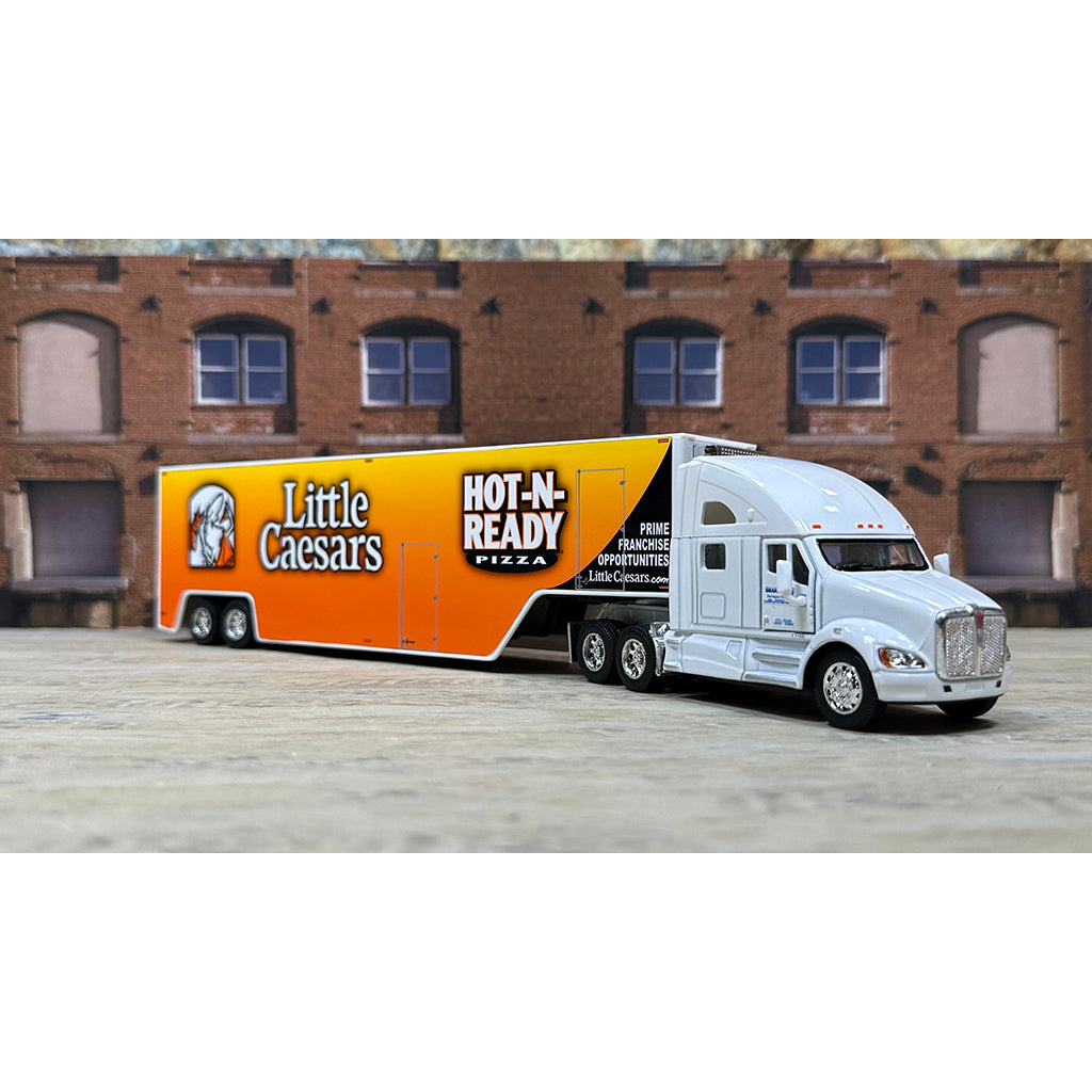 Kenworth T700 w/Moving Van Trailer "Blue Line Distribution - Little Caesars Pizza - Hot-N-Ready Pizza"