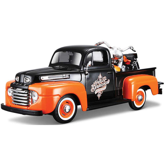 Harley Davidson 1948 Ford F1 Pickup w/1958 Duo Glide Motorcycle
