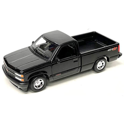 Black model 1993 Chevy truck on a white background
