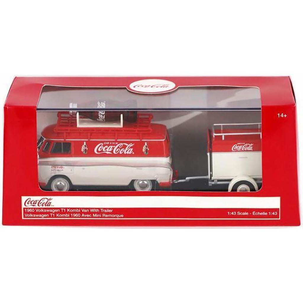 1960 Volkswagen T1 Kombi Cargo Van w/Large Promo Bottle & Trailer "Coca-Cola" (Red/White)