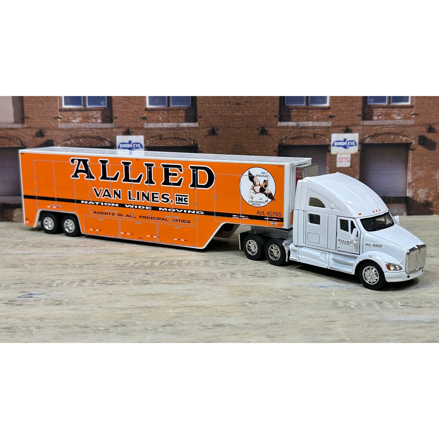 Model truck with 'Allied Van Lines' branding on a white background