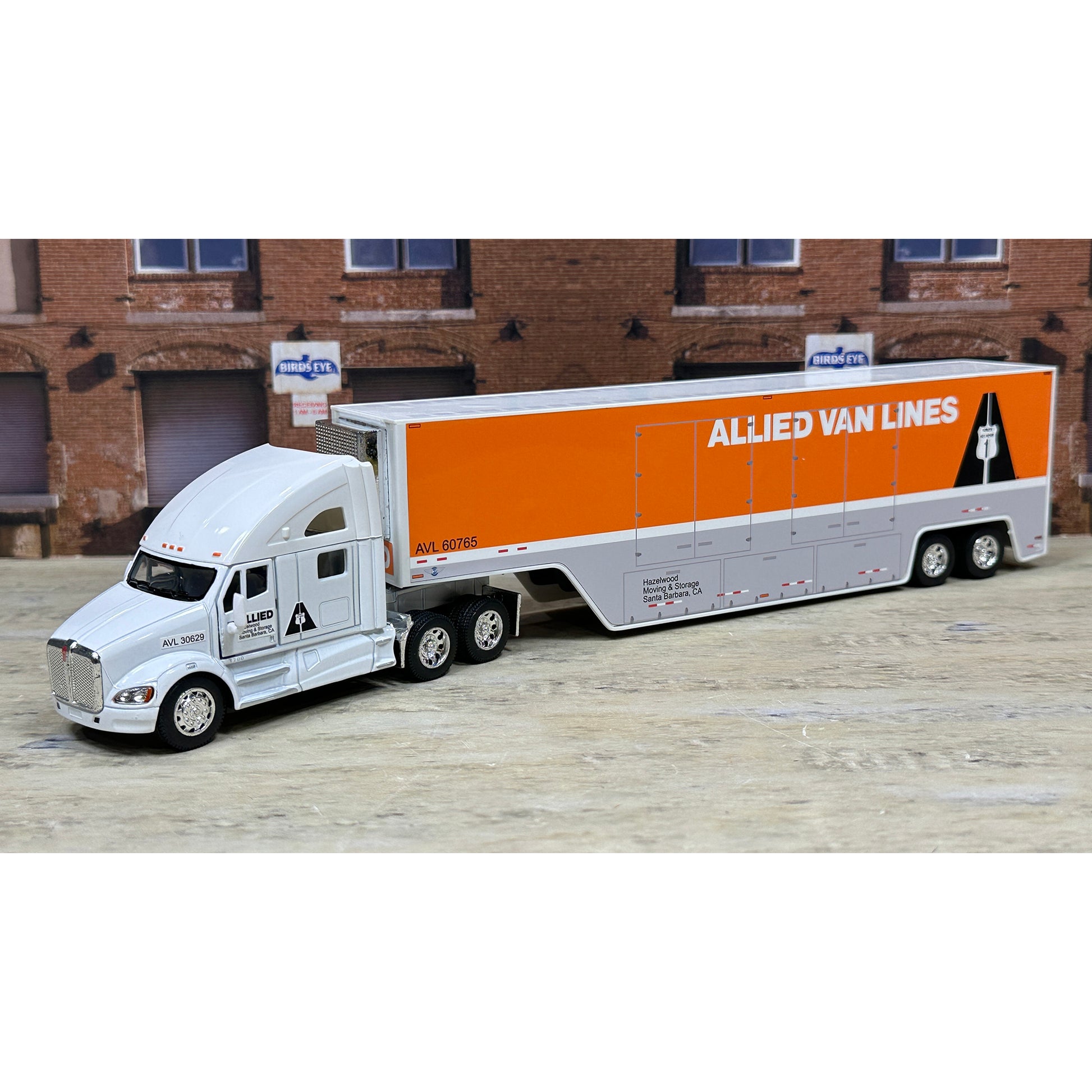 Model truck with 'Allied Van Lines' branding on a white background