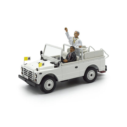 1980 Fiat 1107 Nuova Campagnola (White) with Pope Figure and Driver "Vatican Series"