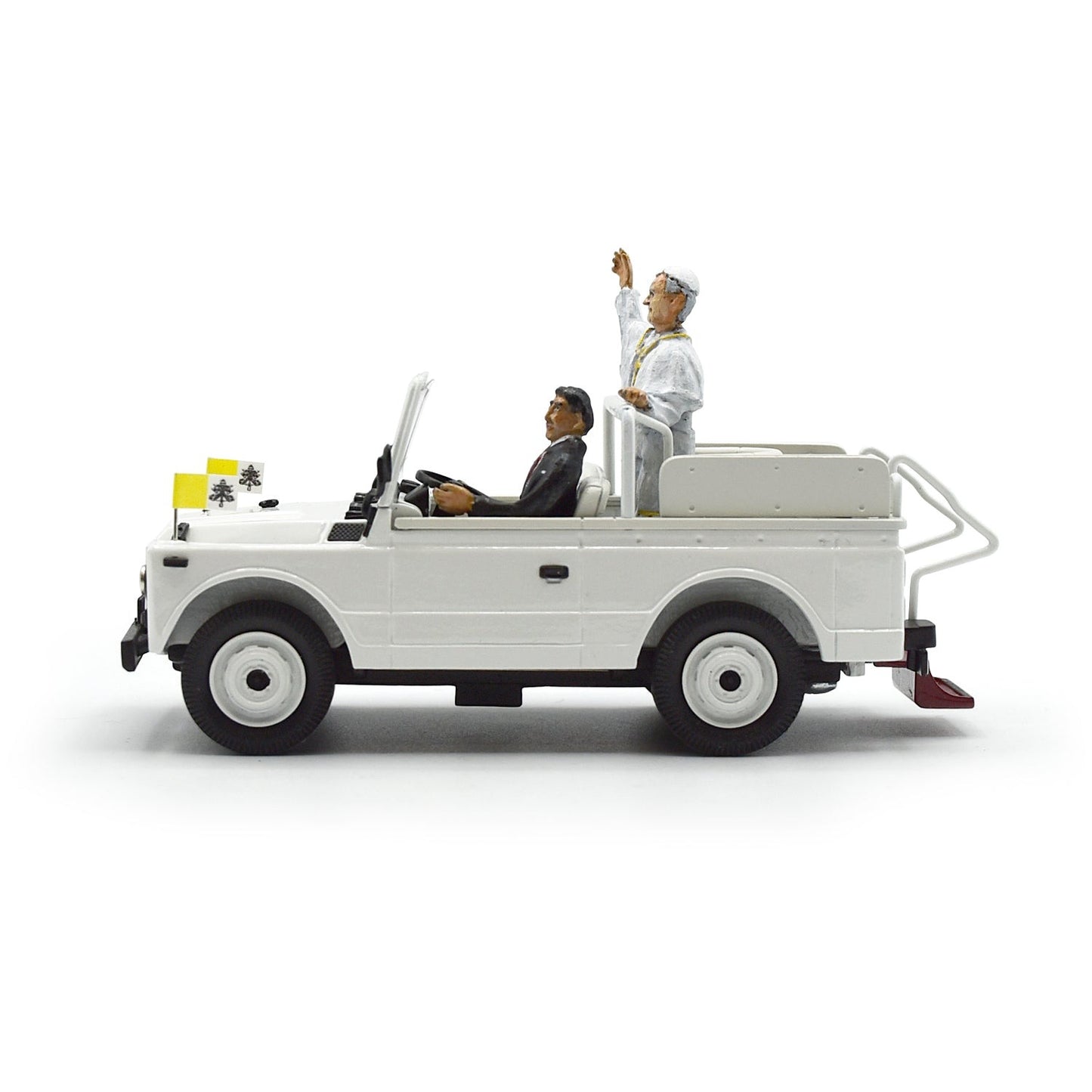 1980 Fiat 1107 Nuova Campagnola (White) with Pope Figure and Driver "Vatican Series"
