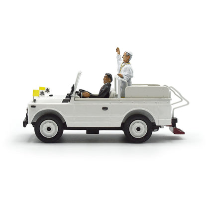 1980 Fiat 1107 Nuova Campagnola (White) with Pope Figure and Driver "Vatican Series"