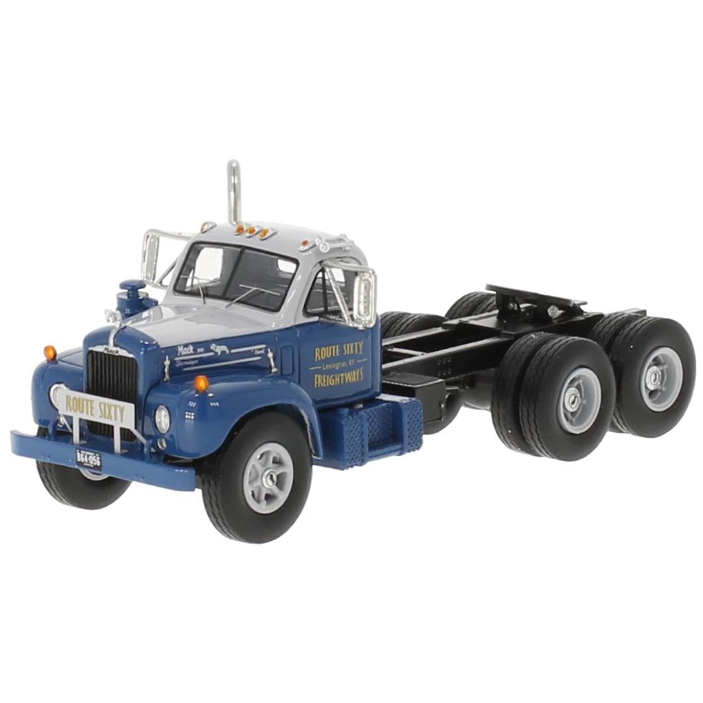 1957 Mack B-61ST Day-Cab Conventional Tractor "Route Sixty Freightways" (Blue/Gray)