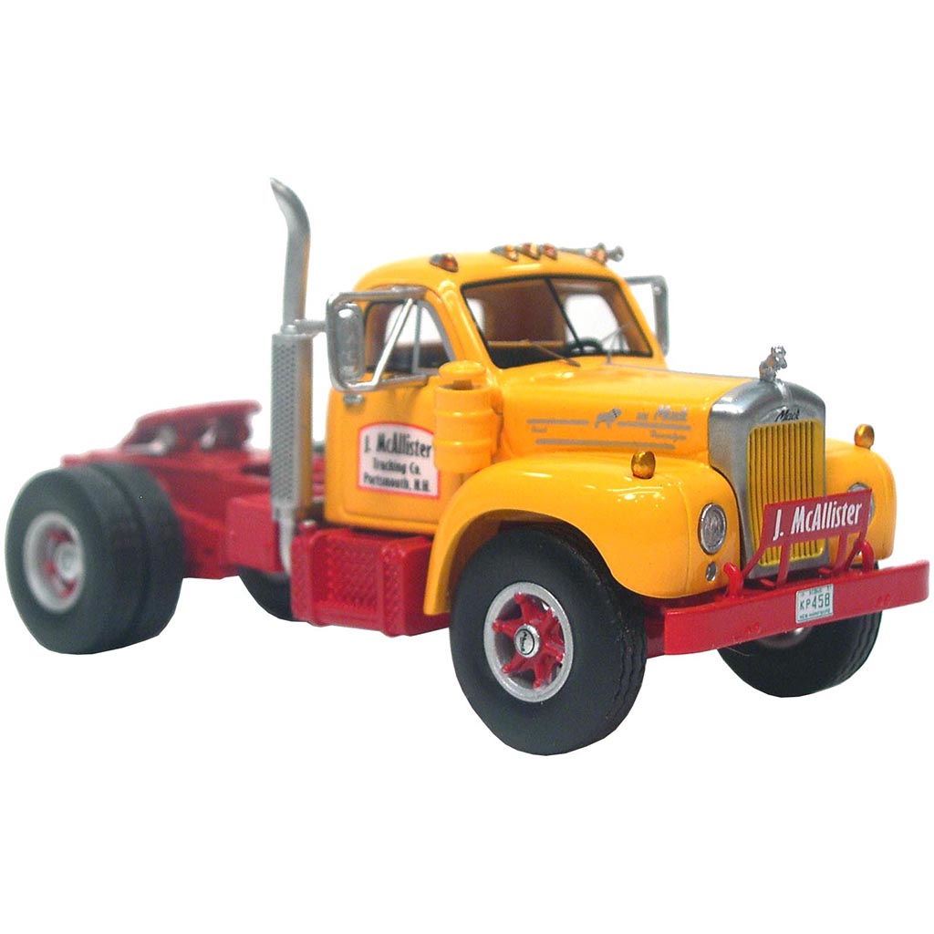 1957 Mack B-61T Day-Cab Single Axle Conventional Tractor "J. McAllister Trucking Co." (Yellow/Red)