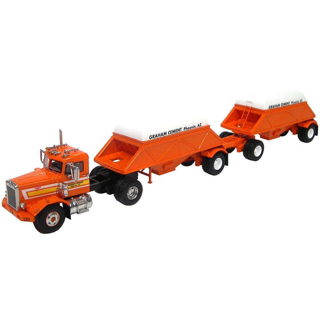 1971 Peterbilt 281 w/Double Bottom Dump Trailers "Graham Cement" (Orange)