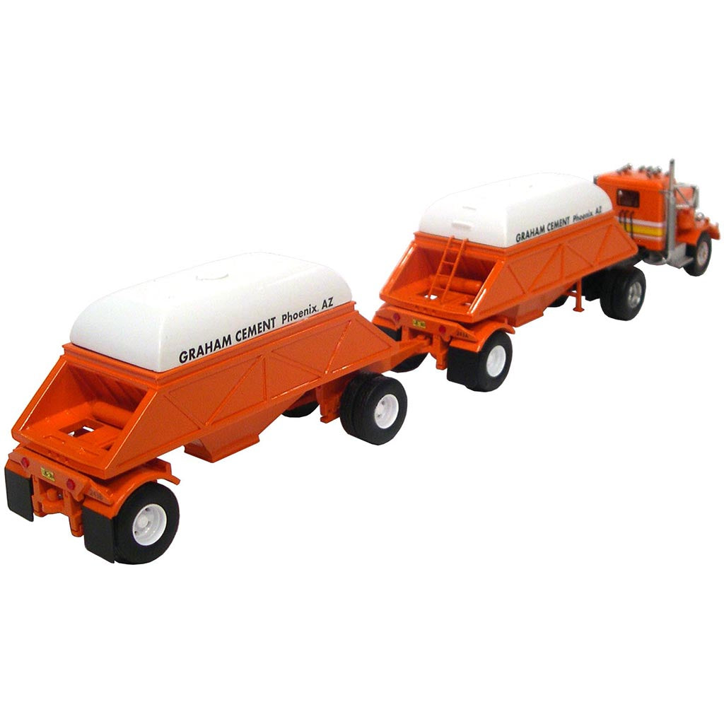 1971 Peterbilt 281 w/Double Bottom Dump Trailers "Graham Cement" (Orange)